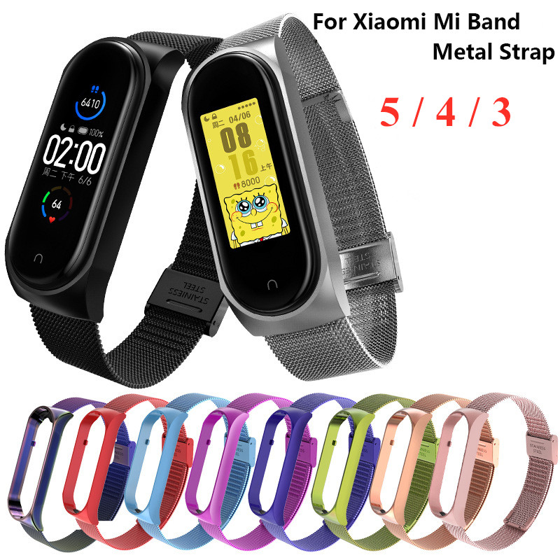 Dây Đeo Thay Thế Bằng Kim Loại Cho Đồng Hồ Thông Minh Xiaomi Mi Band 3 4 5