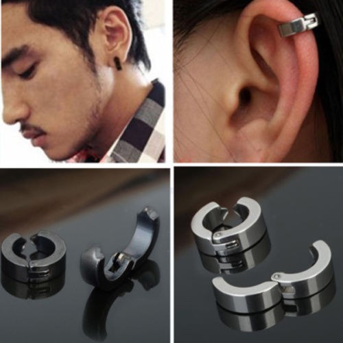 Khuyên tai thép titan kẹp vành thời trang cho nam -shop SLIMEMOCHISQUISHY