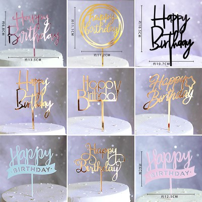 topper mica [FREESHIP🚗] mẫu meka happy birthday tráng gương 1 chiếc / 1 túi