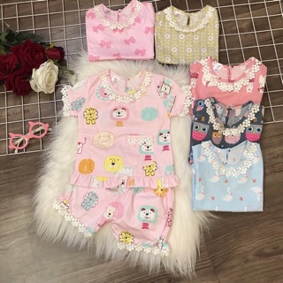 Bộ thô lụa pha ren cho bé gái (kèm bảng size hình cuối)