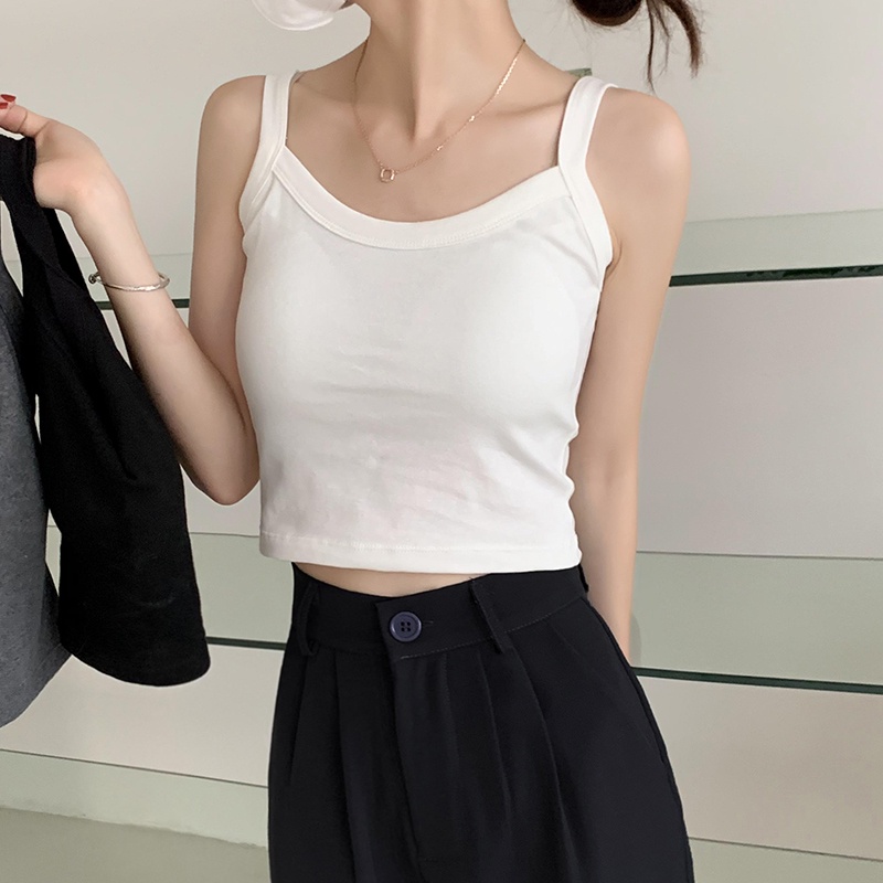 NUZIRO  Áo hai dây  dáng ôm màu trơn có đệm ngực thời trang dành cho nữ