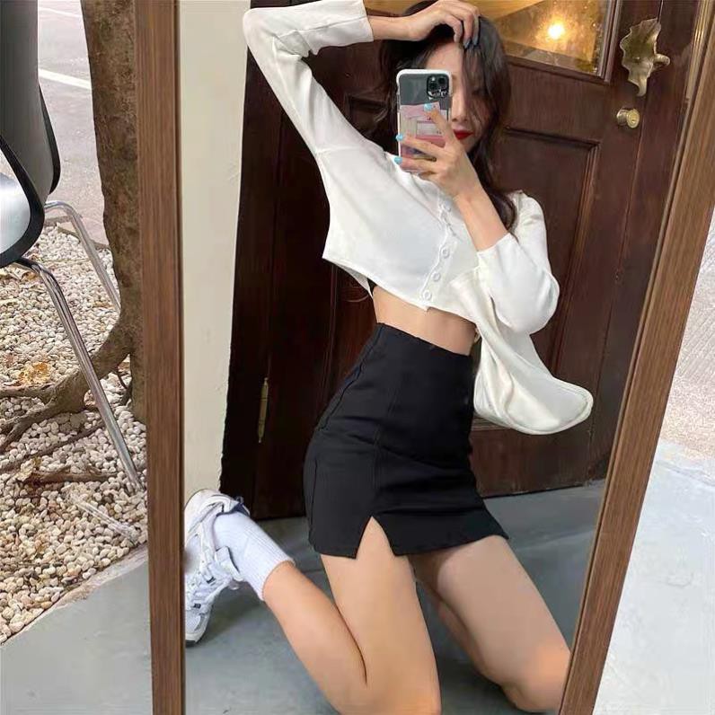 Quần Short Giả Váy Xẻ 2 Bên UNUNISEX Nữ [FREESHIP] Shorts đùi dáng ngắn chữ A, thun ôm body cạp cao bánh bèo Ulzzang HOT