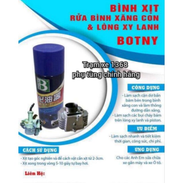 [G01] DUNG DỊCH XÚC BÌNH XĂNG CON BOTNY 450ML, XỊT RỬA HỌNG GA, VỆ SINH KIM PHUN SIÊU SẠCH TIỆN LỢI S033