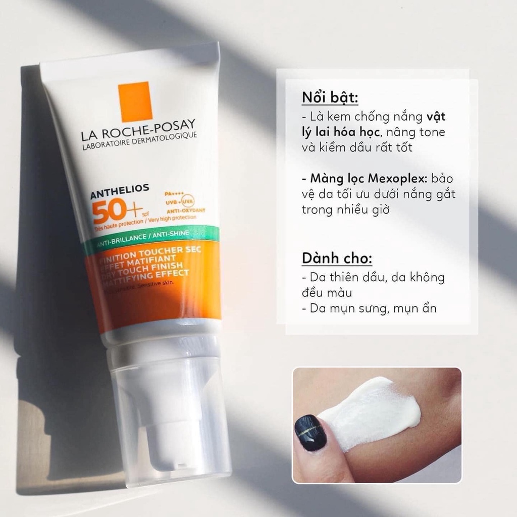 Kem chống nắng La roche-posay anthelios anti-shine gel-cream dry touch 50ml dành cho da dầu nhạy cảm