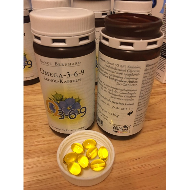 Viên uống Sanct Bernhard Omega 3-6-9 Leinol Kapseln hỗ trợ tim mạch