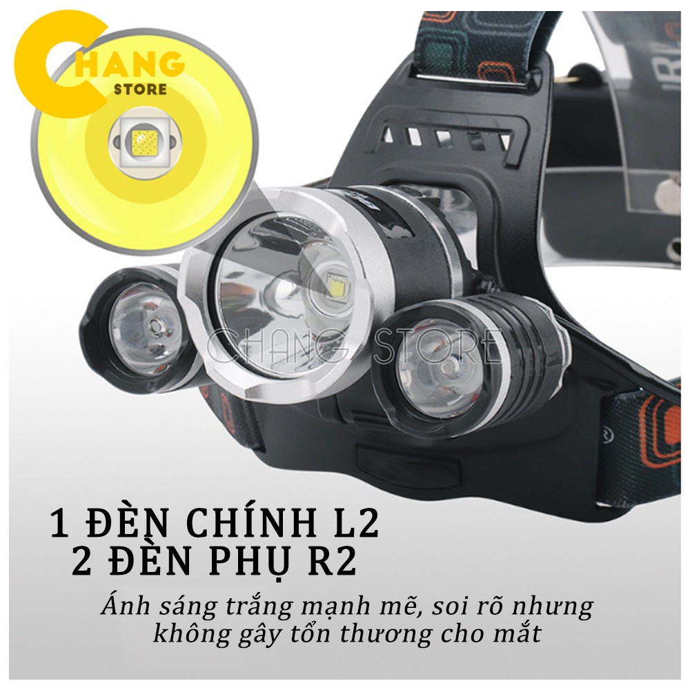 Đèn Pin Đội Đầu 3 Bóng Led Siêu Sáng, Thông Minh, Tiện Dụng