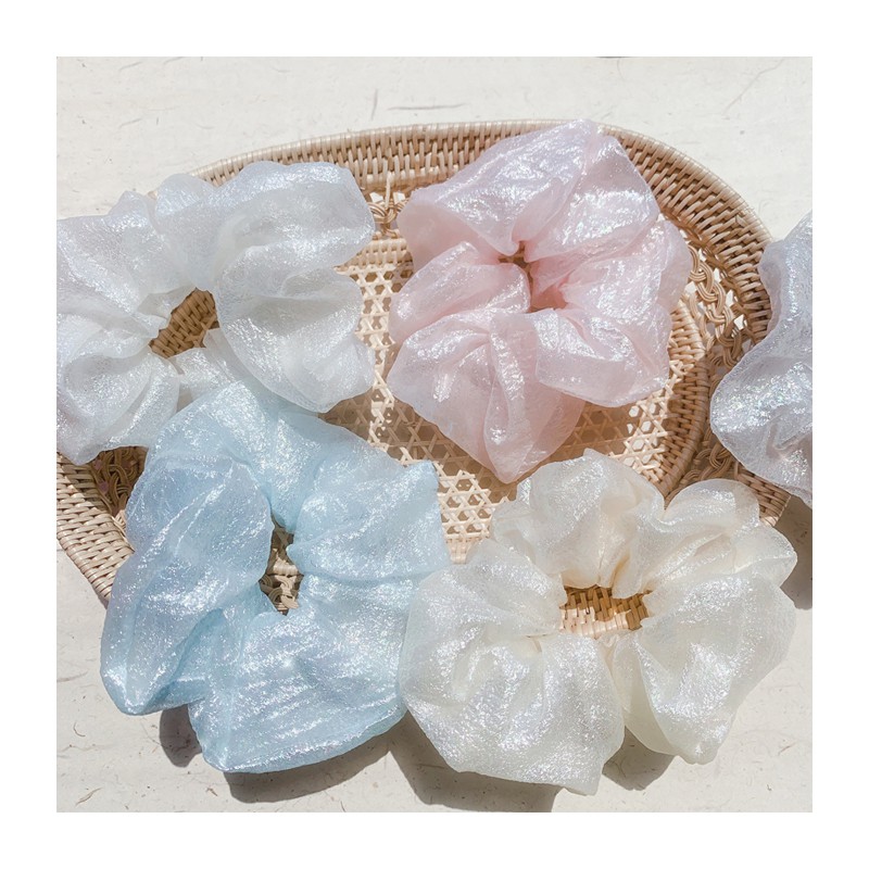 S15 Cột tóc vải scrunchies kim tuyến