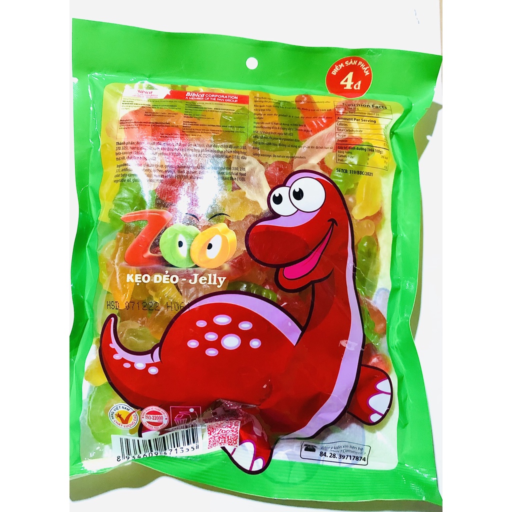 Kẹo dẻo chíp chíp bibica zoo vị trái cây túi 500g chứa 100 viên siêu dẻo siêu hấp dẫn