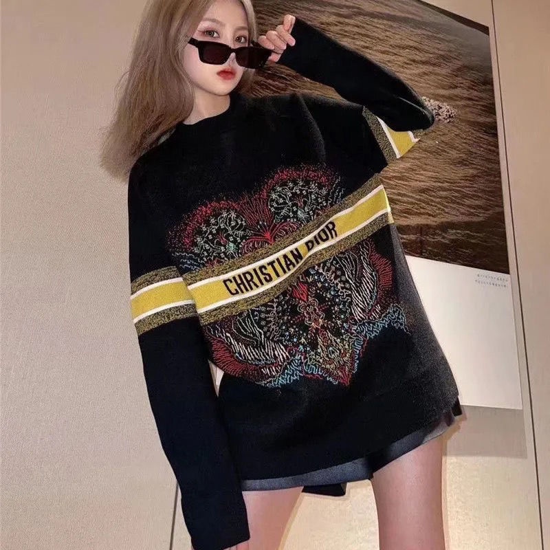 Hàng Có Sẵn!Dior!Áo Khoác Cardigan Dệt Kim Dáng Rộng Thiết Kế Mới Thời Trang Dành Cho Cặp
