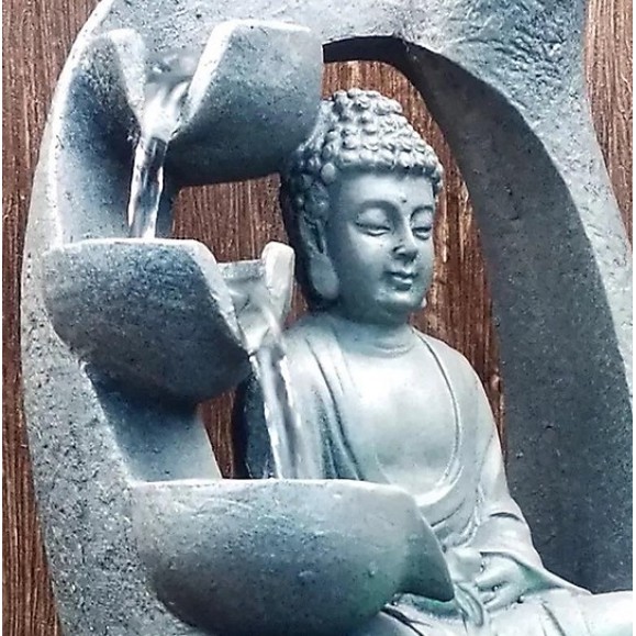 Thác nước phong thủy mini để bàn đức phật tổ như lai tọa thiền đài sen tặng kèm máy bơm | BigBuy360 - bigbuy360.vn