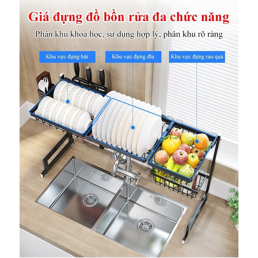 Kệ úp chén bát, dao thớt đa năng đặt trên chậu rửa bát BLUHA