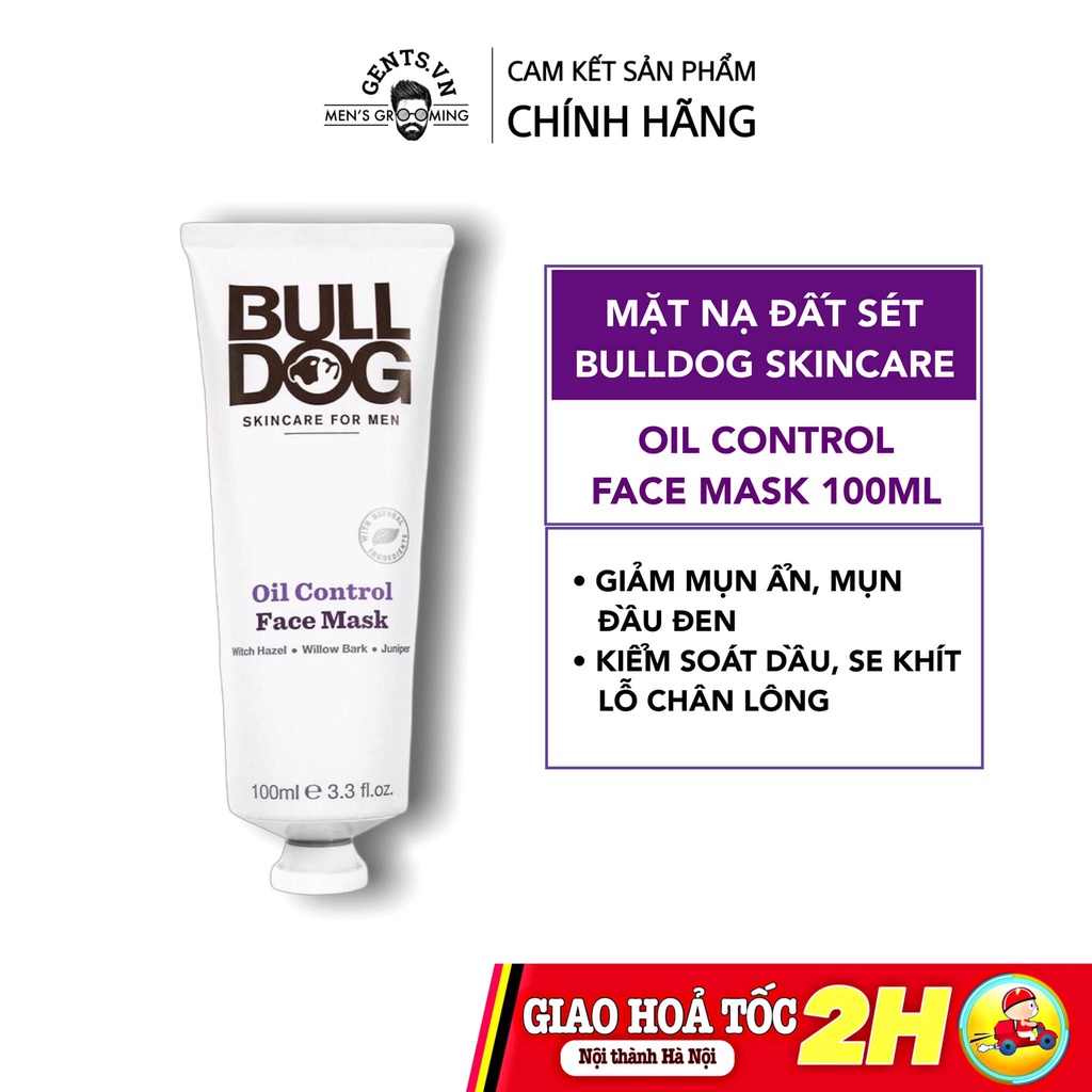 Mặt nạ đất sét cho da dầu mụn nam Bulldog Skincare Oil Control Face Mask 100ml kiểm soát bã nhờn, giảm mụn ẩn và đầu đen