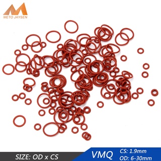 100 Chiếc VMQ Cao Su Silicon Niêm Phong Vòng Chữ O Thay Thế Trắng Đỏ Cói O Vòng Đệm Vòng Máy Giặt OD 6mm-30mm CS 1.9mm
