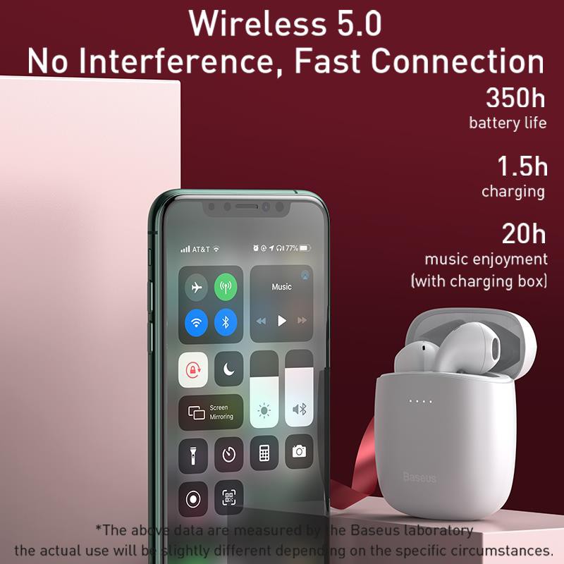 Tai nghe không dây True Wireless Baseus W04 Encok Earphones (TWS, Earbuds Mini, Model 2020) - Hàng chính hãng