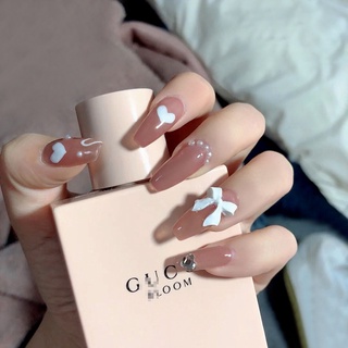 YADORNOS Set 24 móng tay giả họa tiết trái tim 3D thời trang
