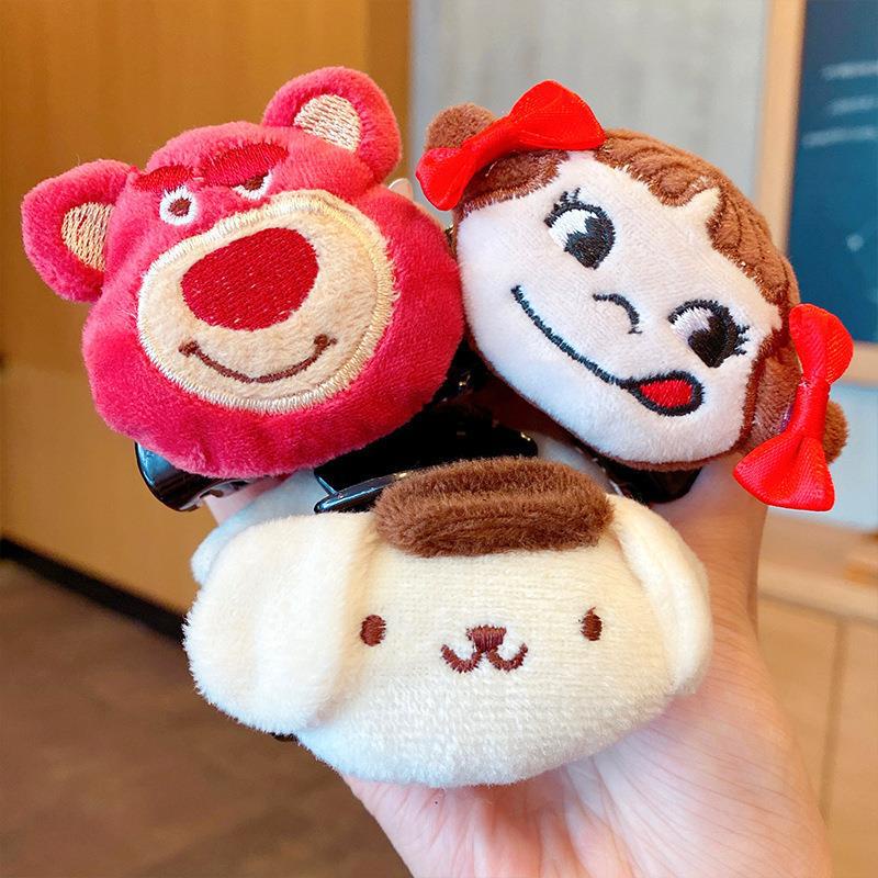 Kẹp Tóc Hình Chú Gấu / Dâu Tây Bằng Lông Nhung Dễ Thương Xinh