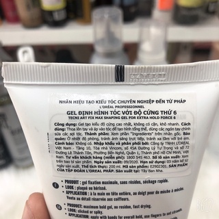 Gel tạo kiểu tóc siêu cứng FIX MAX TECNI ART LOREAL (mẫu mới)