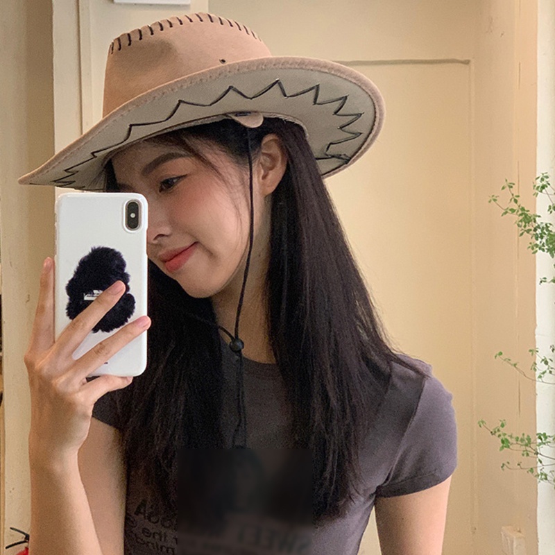 ✿ Mũ Cao Bồi Kèm Dây Thừng Chống Gió Dùng Khi Leo Núi