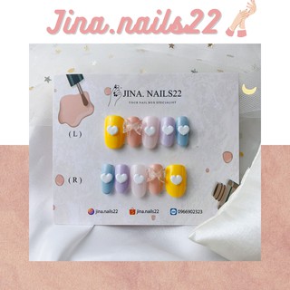 Mong giả nailbox sắc màu charm tim