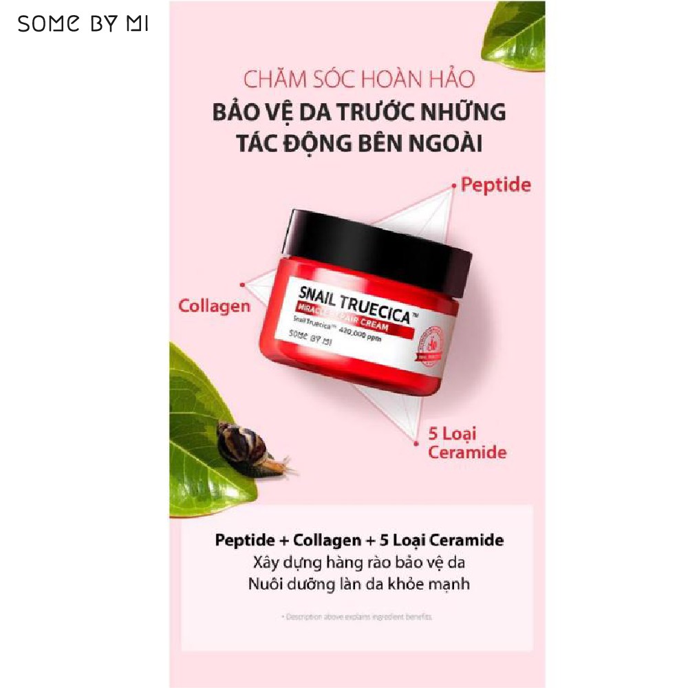 Kem dưỡng ẩm và phục hồi da SOME BY MI SNAIL TRUECICA MIRACLE REPAIR CREAM 60G