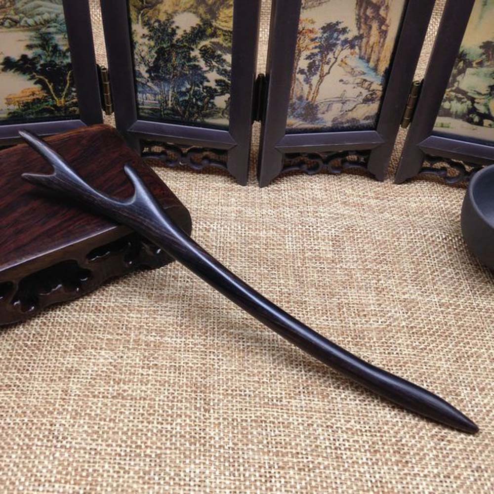 Trâm Cài Tóc Bằng Gỗ Mun Thiết Kế Hình Sừng Hươu Thời Trang Cho Nữ