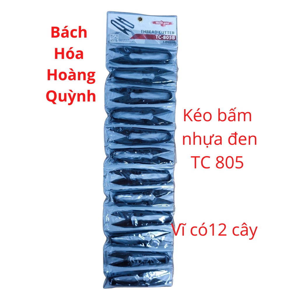 Combo 12 cây kéo cắt chỉ - kéo bấm chỉ cán nhựa màu đen TC 805