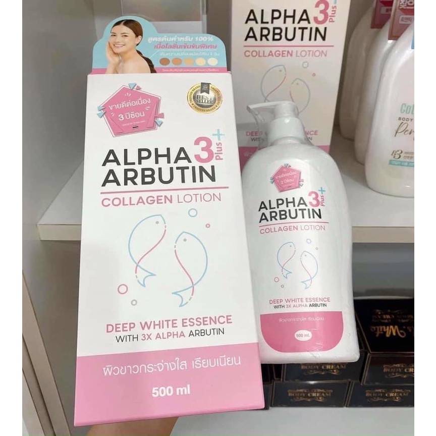 Combo dưỡng thể kích trắng Thái lan Alpha arbutin gồm dưỡng thể lotion 500ml và viên kích trắng Albutin Uv