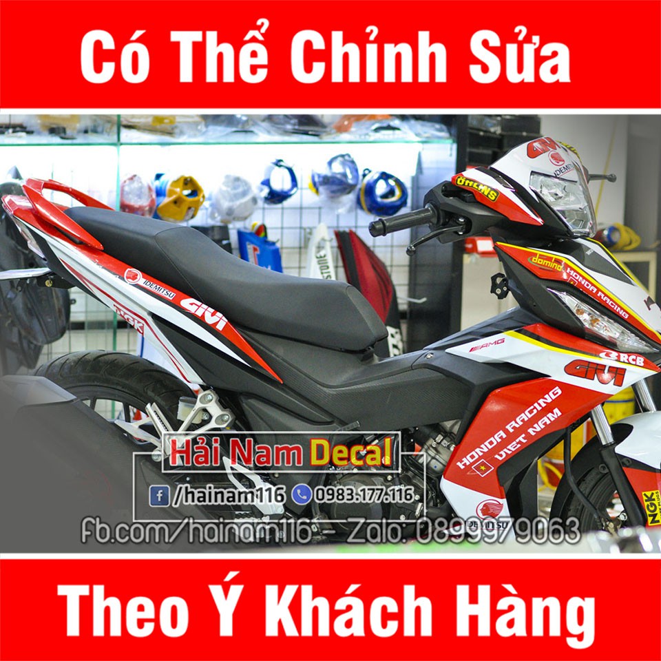 Tem Trùm Winner Trắng Đỏ Racing