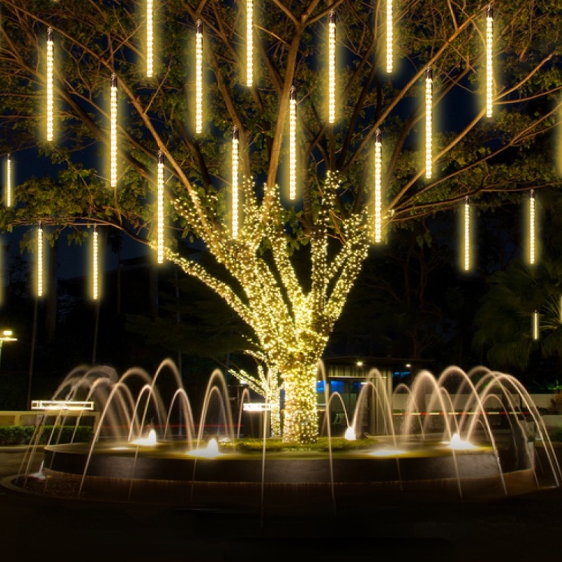 Dây đèn led 8 ống hình mưa sao băng dài 30cm dùng trang trí giáng sinh