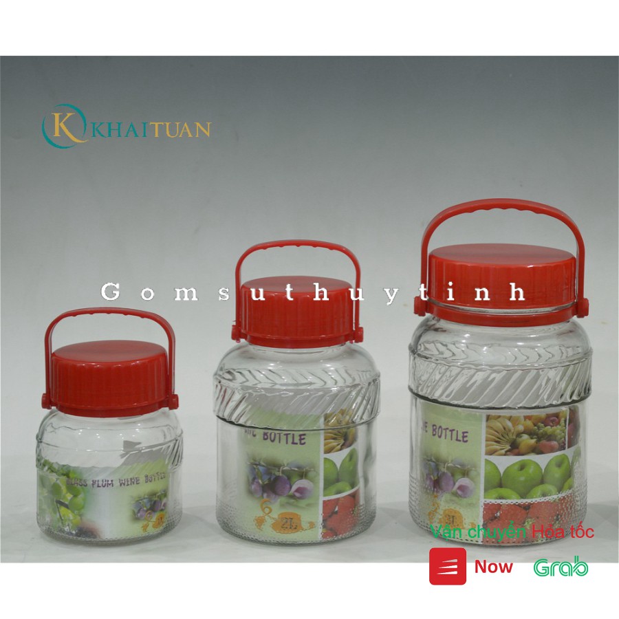 BÌNH NGÂM RƯỢU THỦY TINH LỌ GIA VỊ QUAI XÁCH 1 LÍT