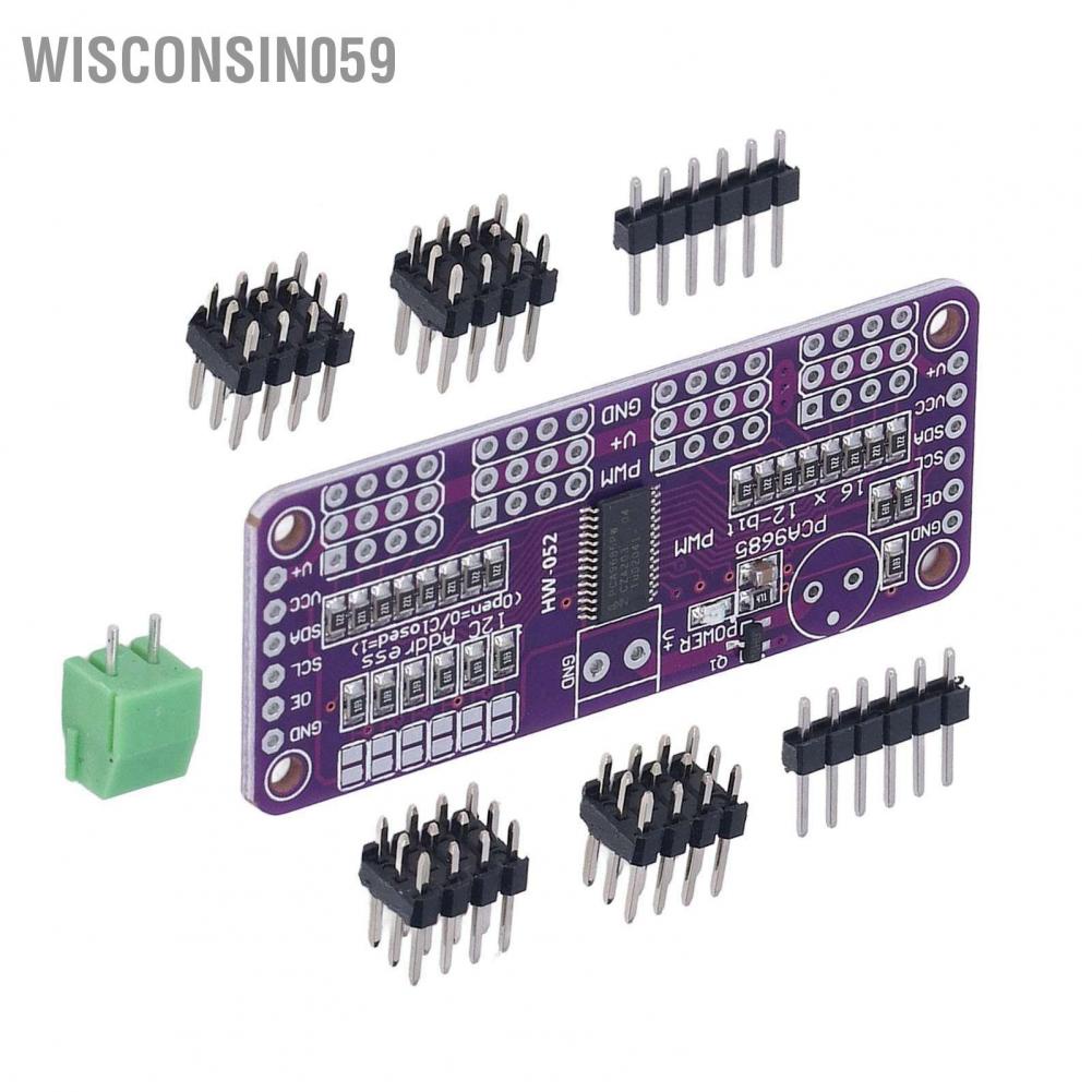 Wisconsin059 Servo Motor Driver PWM Control Module 16 Channel 12 Bit IIC PCA9685 Controller for DIY