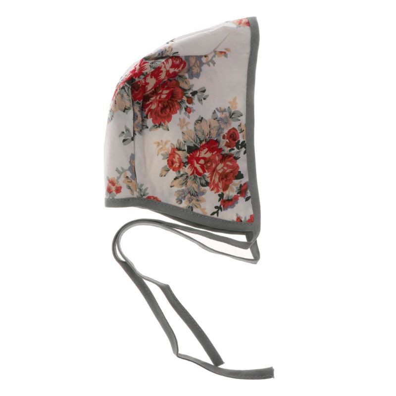 Mũ vải linen 2 mặt phối dây cột họa tiết bông hoa nhã nhặn cho bé chụp ảnh
