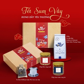 Hộp quà tết cà phê – combo tết sum vầy - 500g cà phê nguyên chất + 2 hộp hạt + 1 túi thơm