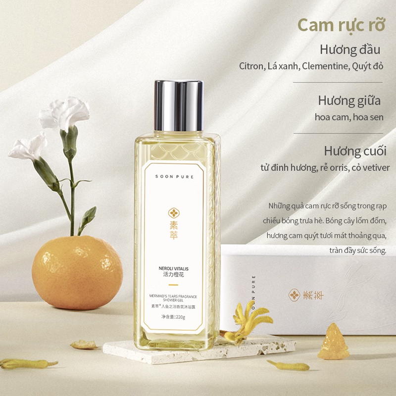 Sữa tắm SOONPURE 220g giữ hương lâu giúp làm trắng và dưỡng ẩm | BigBuy360 - bigbuy360.vn