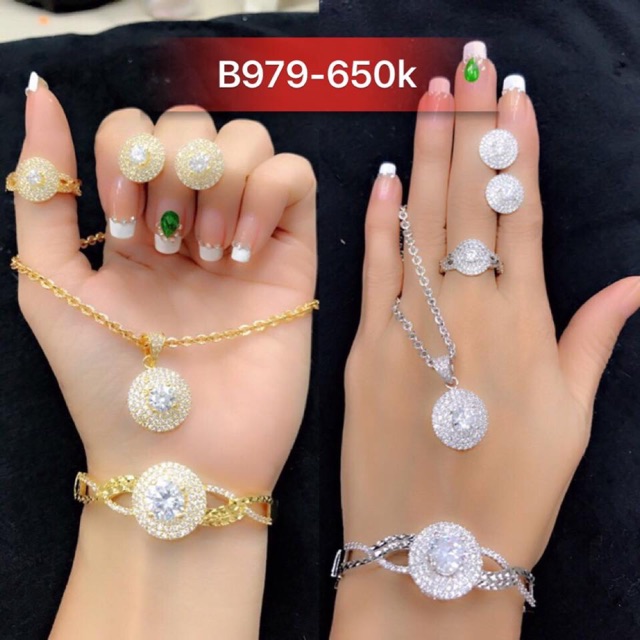 Bộ trang sức xi mạ vàng và bạch kim cao cấp B979
