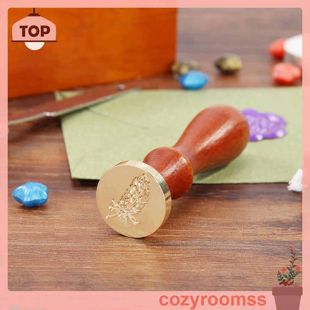 Sáp Retro Plant Pattern Wax Seal Stamps Wooden Handle Sealing Wax DIY Crafts