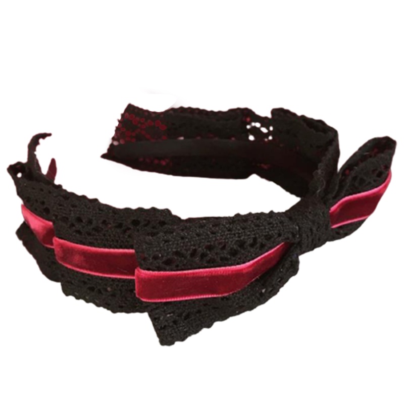 Băng Đô Cài Tóc Đính Nơ Ren Ruy Băng Phong Cách Hoàng Gia Halloween