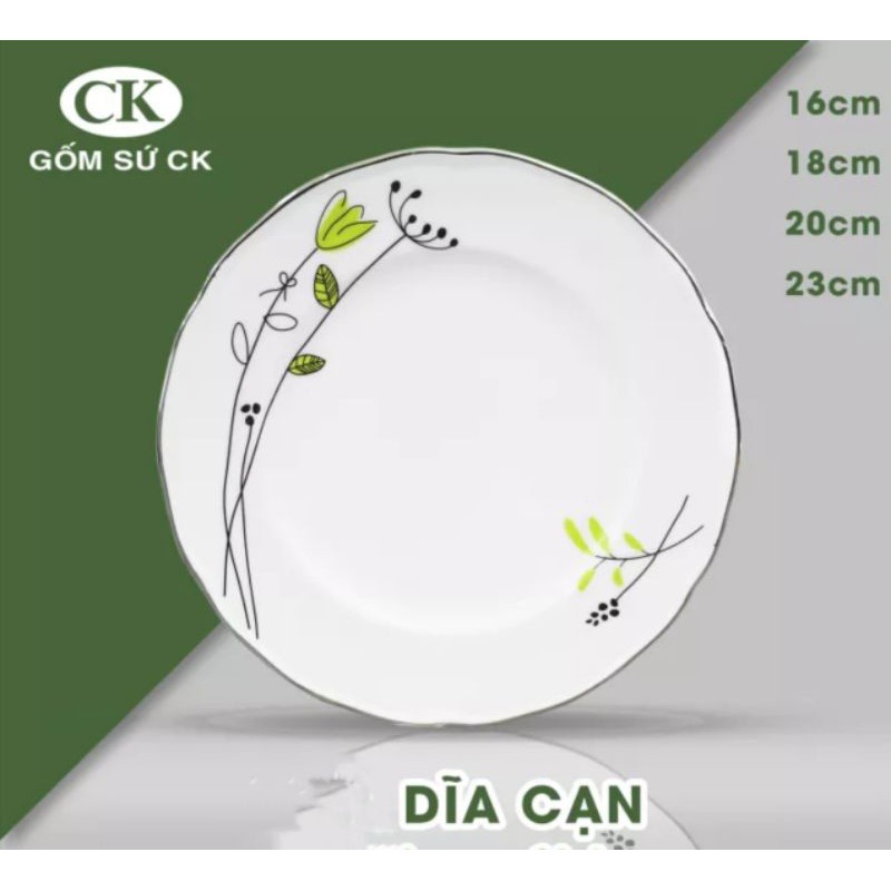 Dĩa sứ CK bông cọ xanh số 6,7,8