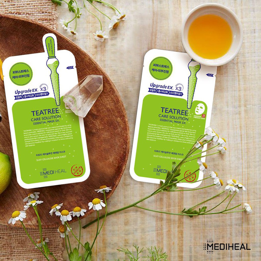 Hộp 10 Mặt Nạ MEDIHEAL TEATREE Care Solution Essential Mask Tràm Trà Giảm Mụn 24mlx10