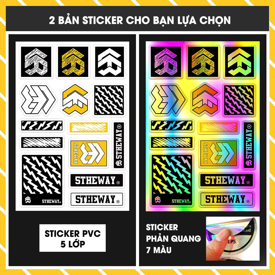 Sticker Phản Quang 7 Màu 5Theway Mã 5X - 07 | Sticker Dán Laptop Cắt Sẵn Kích Thước 5 - 7 Cm