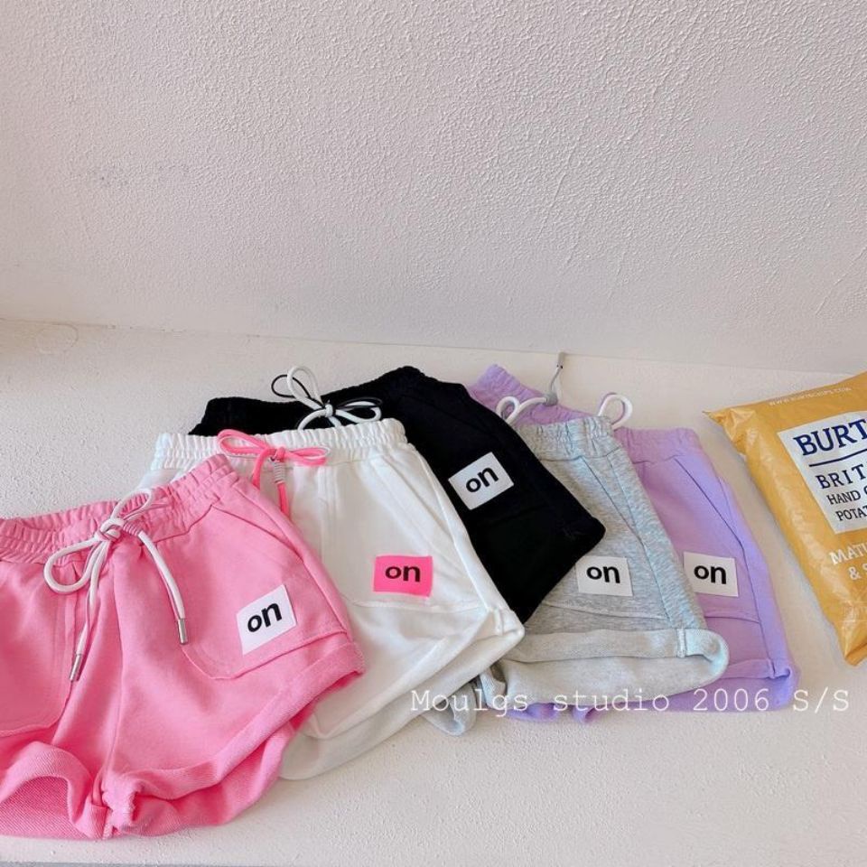 Quần đùi thể thao vải cotton dáng rộng phong cách mùa hè phong cách Hàn Quốc trẻ trung