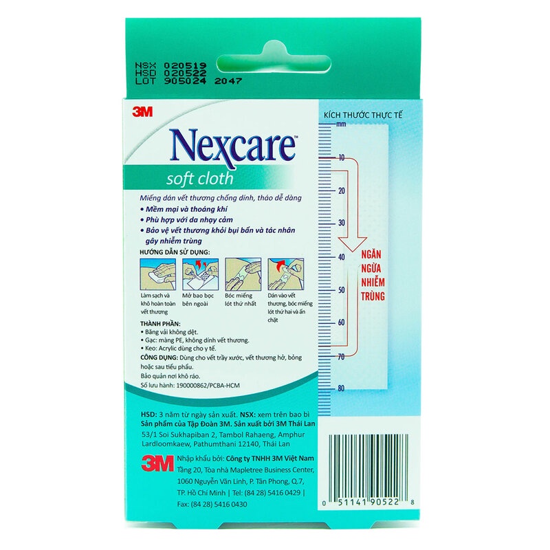 Hộp 4 miếng dán vết thương chống dính, tháo dễ dàng 6x8 cm Nexcare 3M 3M-B300 - Che phủ và bảo vệ, dùng cho vết trầy xướ