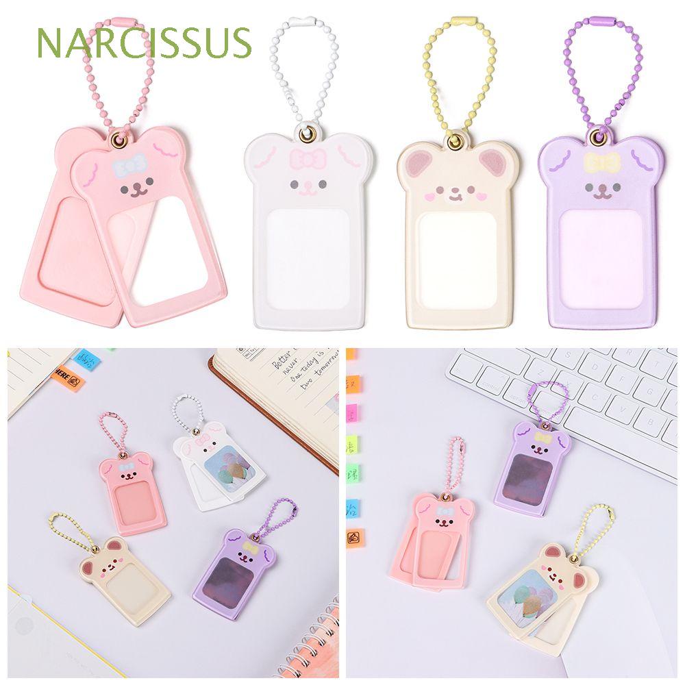 NARCISSUS Gift Keychain Kpop Idol Star Key Holder Keyring Pendant DIY Kawaii Bear Acrylic Photo Picture Frame Photocard Holder/Multicolor