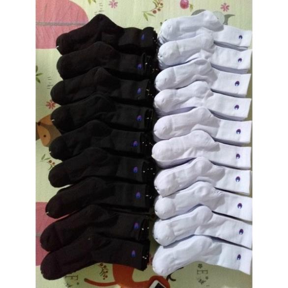 Tất thể thao cao cổ Champion đen dày dặn, thấm hút cao cấp