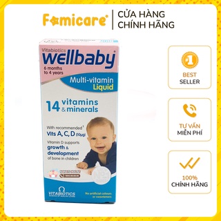 Vitamin tổng hợp Wellbaby Multivitamin liquid cho bé 6 tháng - 4 tuổi