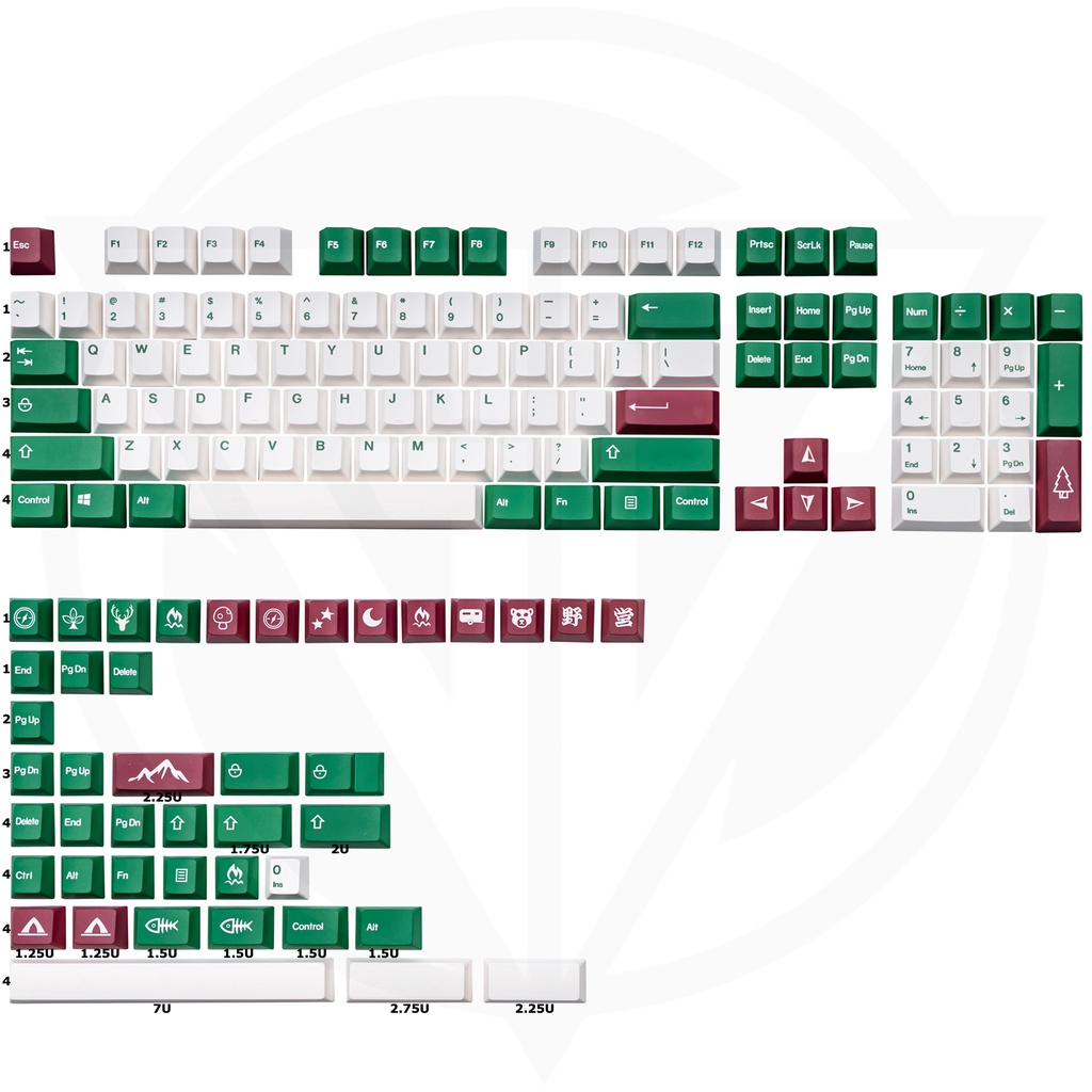 Keycap GMK CAMPING R1 Clone 144 nút bàn phím cơ Profile Cherry Thick PBT