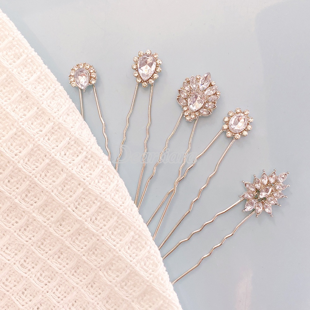 Set 5 Trâm Cài Tóc Chữ U Đính Đá Thời Trang Cho Cô Dâu