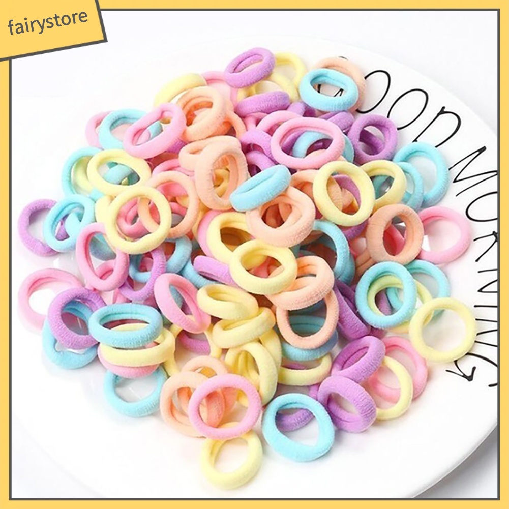 Set 100 Dây Cột Tóc Nhiều Màu Cho Bé Gái