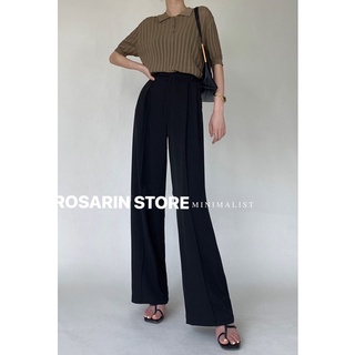 Quần tây lưng cao ống suông rộng dài 105cm, có đĩa thắt dây lưng, có túi - mã 1076 có 3 màu trắng, đen và xanh cổ vịt