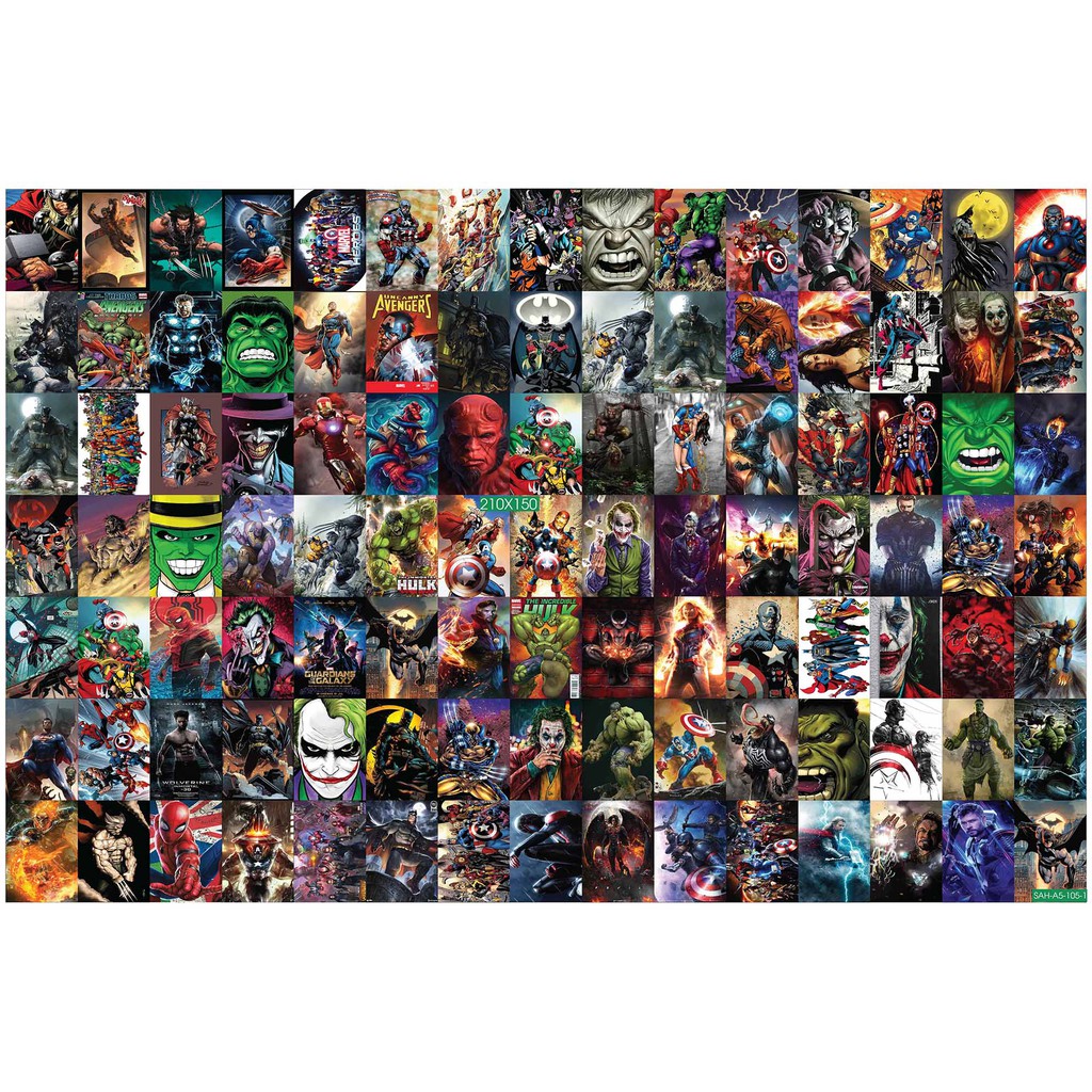 Combo Set 105 tờ Decal dán tường Hoạt hình Siêu Anh Hùng